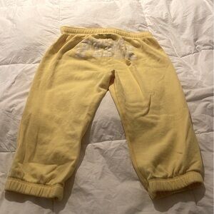 Yellow Y2K Victoria Secret Pink Logo Quarter Sweat Pants